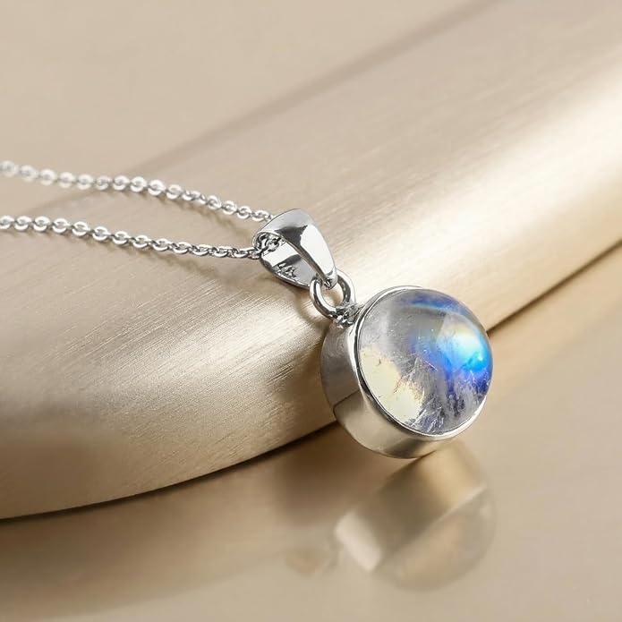 Raw Gemstone Dainty Pendant Necklace for Women, Trendy Healing Chakra Crystal, Birthstone Handmade 925 Sterling Silver Adjustable 18 inch Chain Jewelry, Birthday Gifts
