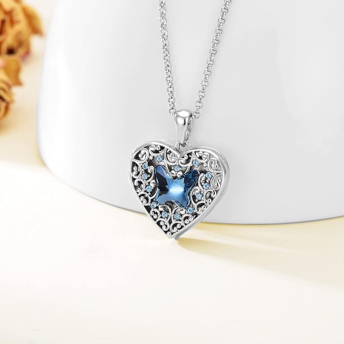 Dorunmo Personalized Locket Necklace 925 Sterling Silver that Holds Pictures Butterfly Birthstone Photo Heart Locket Custom Jewelry Congratulations New Beginnings New Job Gifts for Women