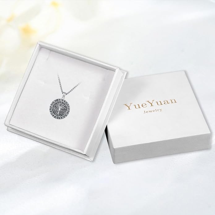Viking Necklace for Men 925 Sterling Silver Rune Amulet Pendant Nordic Necklace Viking Jewelry Gift for Father Husband Son