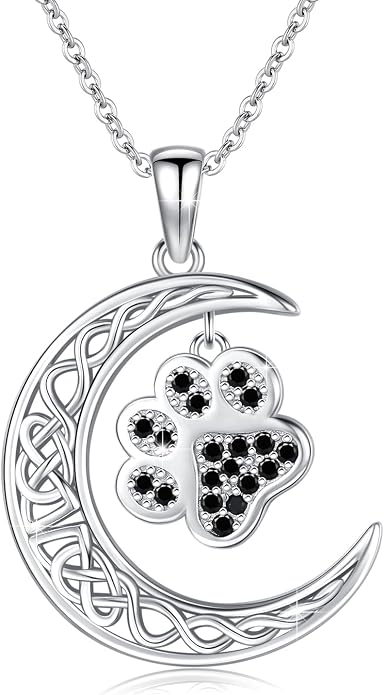 TRISHULA Crescent Moon Necklace 925 Sterling Silver Eye of Horus Animal Moon Pendant with Heart Crystal Birthday Jewelry Gift for Women Christmas Gifts for Her