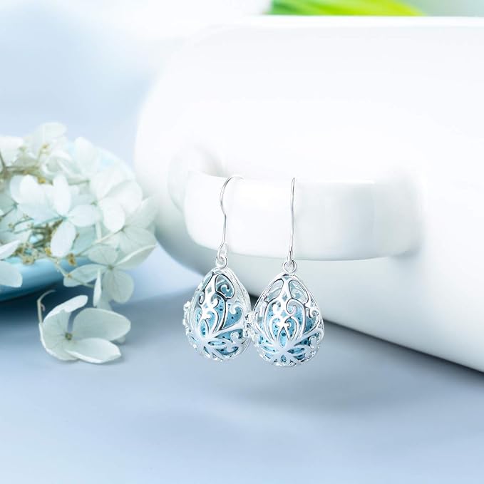 Essential Oil Diffuser Necklaces & Earrings Set, Women Aromatherapy Jewelry with Lava Rock Stones