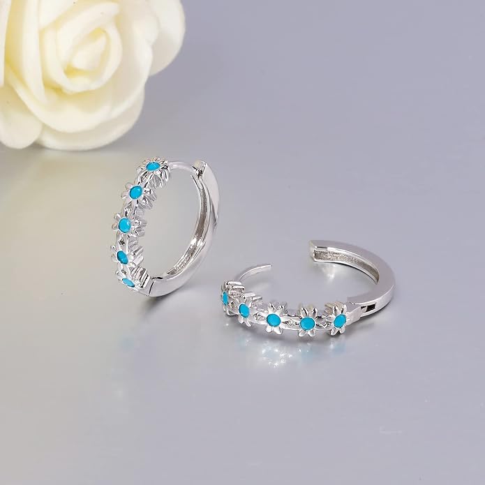 CiNily Small Hoop Earrings for Women Girls Flower Cubic Zirconia Huggie Earrings Hypoallergenic 14K Yellow Gold Plated Cartilage Earrings