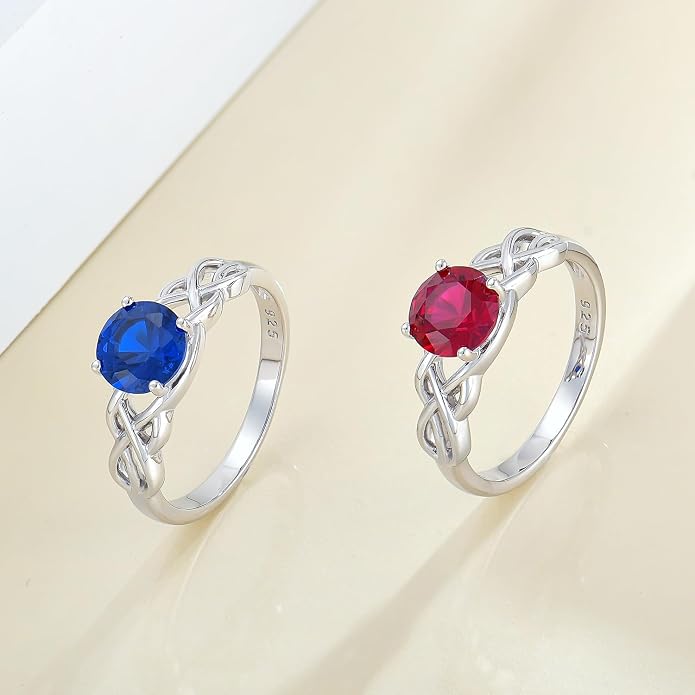 STARCHENIE Celtic Knot Promise Ring for Women 925 Sterling Silver Engagement Wedding Band with Birthstone (Size 5-10)