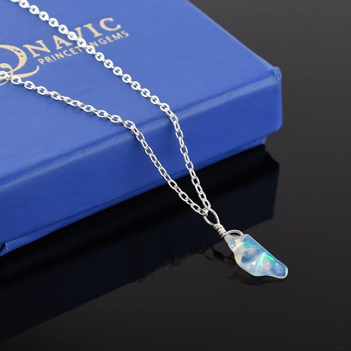 Natural Gemstone Pendant Necklace for Women Handmade Birthstone Healing Crystal Jewelry Chain 20" Stone Birthday Christmas Wedding Gifts for Her