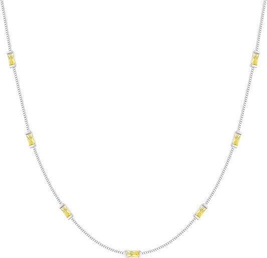 LOUISA SECRET Birthstone Necklaces for Women, 14K Gold Plated Dainty Simple Necklace, 925 Sterling Silver Birthday Anniversary Jewelry Gift for Women Mom Mother