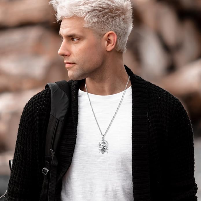 Skull/Skeleton Memento Mori Necklace 925 Sterling Silver Skull/Skeleton Pendant Hourglass Necklace Skull/Skeleton Jewelry for Men Women