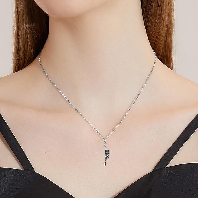 VONALA S925 Sterling Silver Celtic Owl/Moon Wolf/Horse/Dragon/Viking/Anchor Necklace Celtic Knot Pendant Necklace Irish Vintage Necklace Gifts for Women Teens Men Unisex