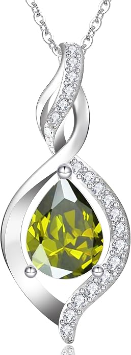 RIVIKO Valentines Day Gifts for Her-Infinity Birthstone Necklace for Women,925 Sterling Silver Teardrop Necklace, Womens Jewelry Birthday Gifts for Women Friend Her Mom Wife Lady