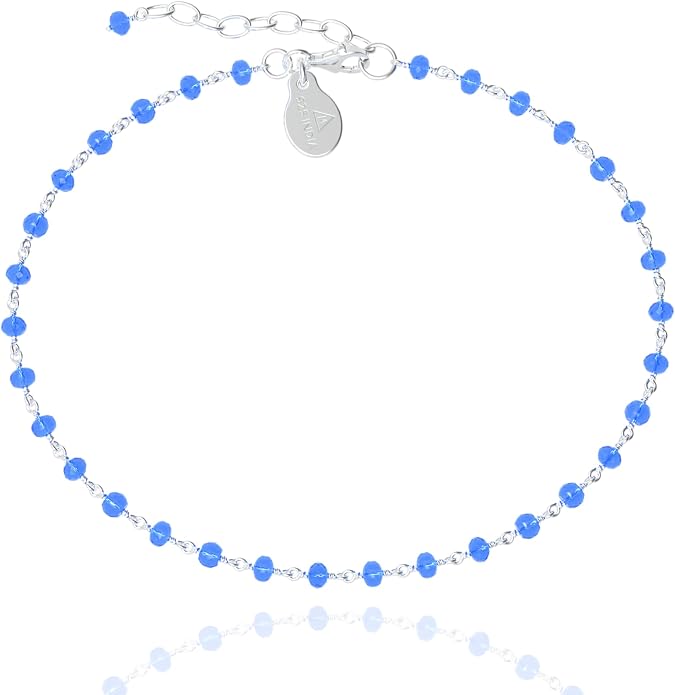 Dainty Gemstone Anklet for Women – 10 Inch Adjustable Anklet with 1 Inch Extender, Gold or Silver Plated Foot Jewelry, Minimalist Boho Style Gift