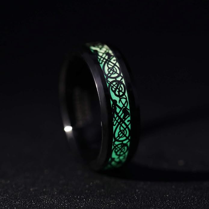 Frank S.Burton 6mm 8mm Celtic Tungsten Rings for Men Women Dragon Design Tungsten Carbide Wedding Band Comfort Fit Size 4-13