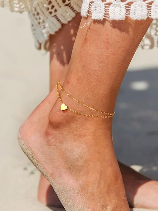 ChainsPro Anklets for Women Waterproof, Adjustable Stainless Steel/ Sterling Silver/14K Gold Plated Ankle Bracelets for Women, Non Tarnish Layered Anklets Beach Jewelry Gifts for Swimming & Daily Wear (Send Gift Box)