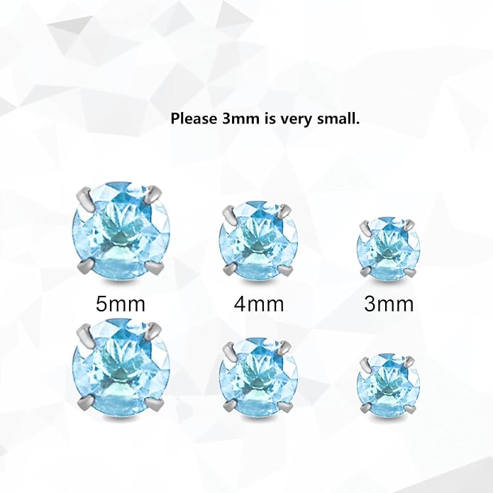 12 Pairs Surgical Stainless Steel Stud Earring Round Heart Star Square Cubic Zirconia Birthstone Stud Earrings Set for Women