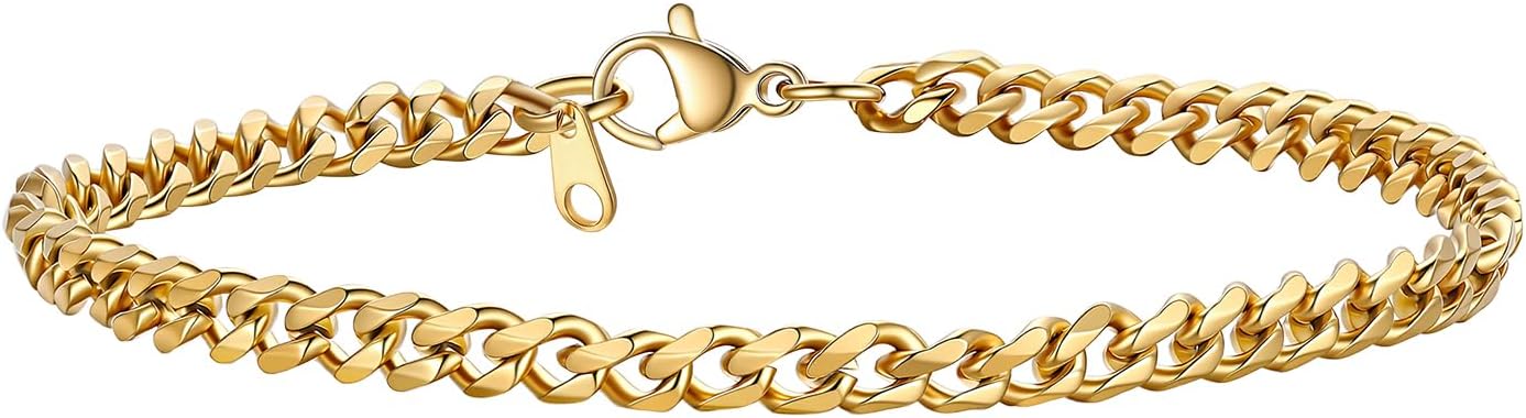 PROSTEEL Stainless Steel Bracelets for Men Women, Gold/Silver/Black, Cuban Link Bracelet Adjustable, Jewelry with Gift Box
