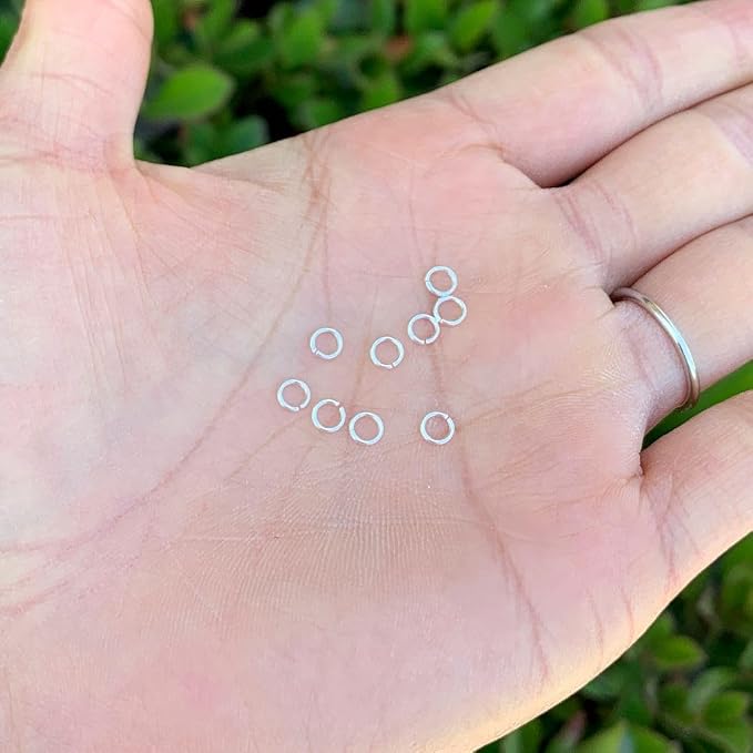 50pcs Adabele Real 925 Sterling Silver Open Jump Rings 6mm (0.24 inch) O Ring Connector, (0.6mm/22 Gauge)