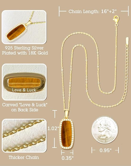 Natural Gemstone New Beginnings Birthday Graduation Gifts 925 Silver Jewelry Plated with 18K Gold Protection Necklace for Women