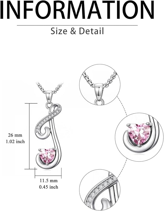 Birthday Gifts for Women Alphabet A to Z Initial Birthstone Pendant Necklaces for Women - 18k White Gold Plated Personalized Name Jewelry Anniversary Graduation Gifts for Wife Her Daughter Girlfriend(with Gift Box)