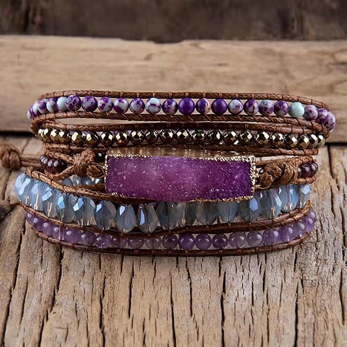 Women Wrap Bracelets Boho Natural Stone Jasper Turquoises Strand Bracelet Jewelry Collection