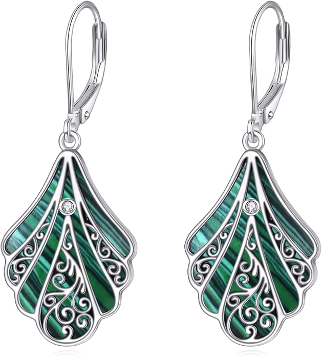 Abalone Shell Dangle Drop Earrings for Women 925 Sterling Silver Filigree Bohemian Earrings Jewelry Gift