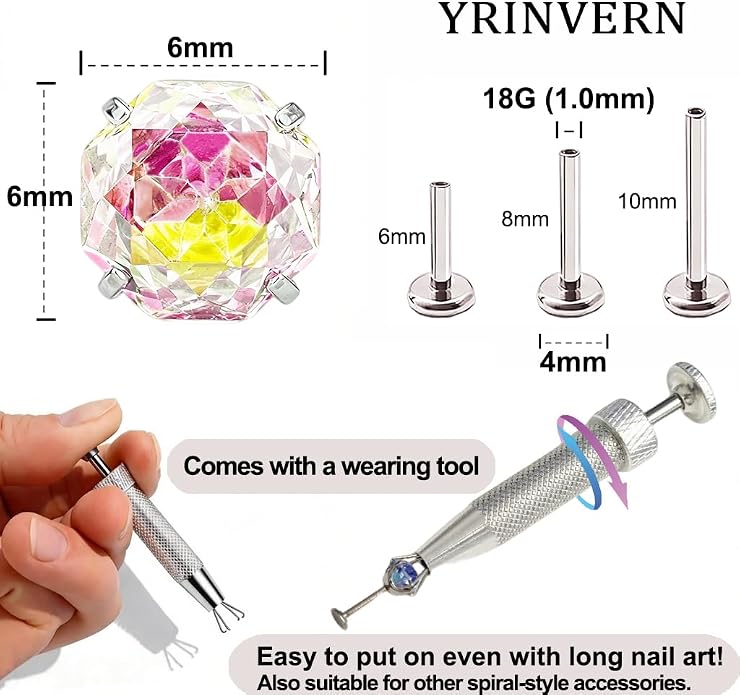 Flat Back G23 Titanium Stud Earrings, Hypoallergenic Titanium Cubic Zirconia Piercing Ear Studs, Versatile Eyebrow Lip Labret Cartilage Helix Sleeper 18G Jewelry for Women Men