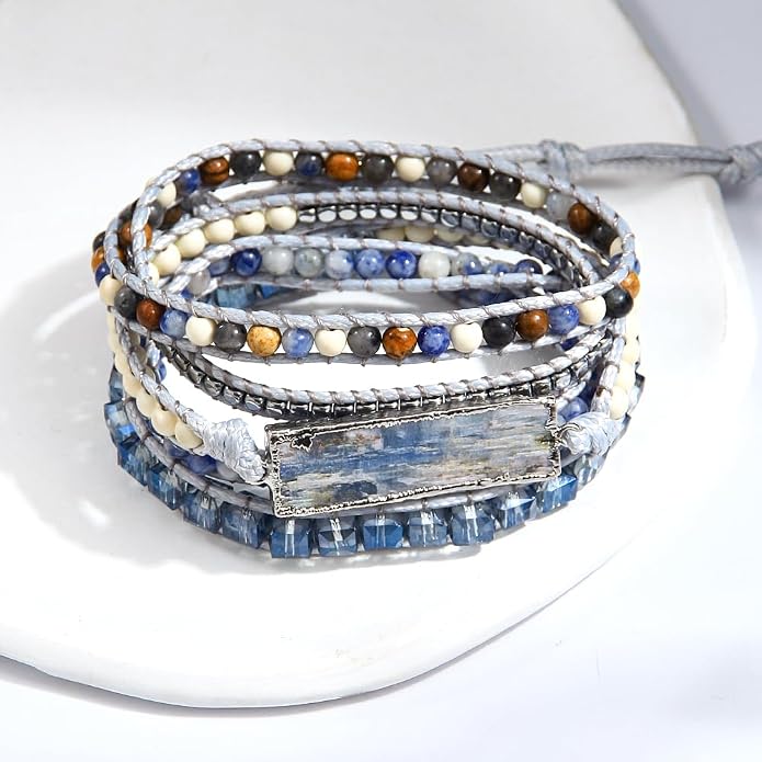 Women Wrap Bracelets Boho Natural Stone Jasper Turquoises Strand Bracelet Jewelry Collection