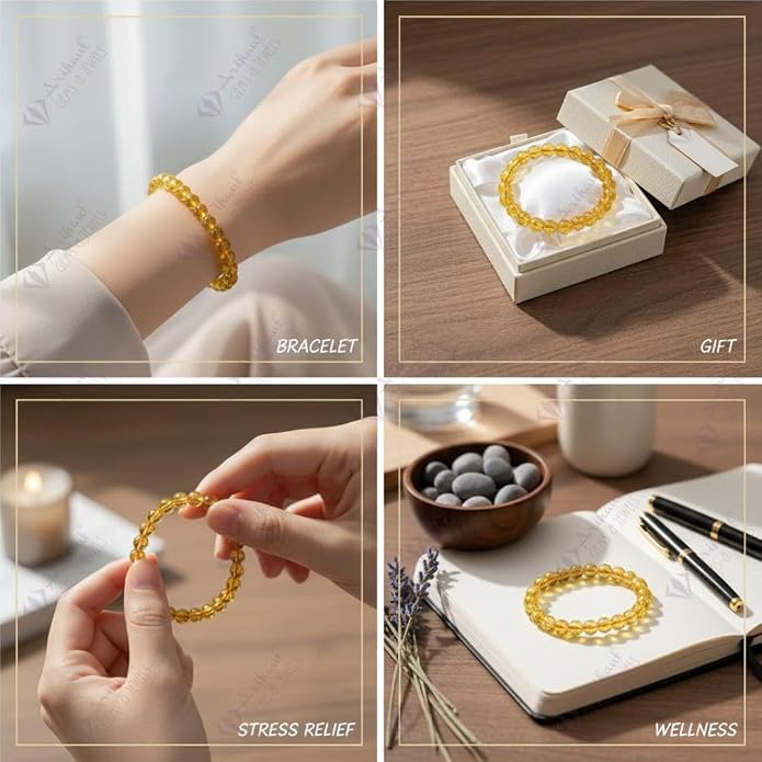 Arihant Gems And Jewels Reiki/Yoga Healing Crystal Stretchable Bracelet,100% Natural And Certified, Astrological Gemstone, Unisex Both For Men & Women - (8 Mm)