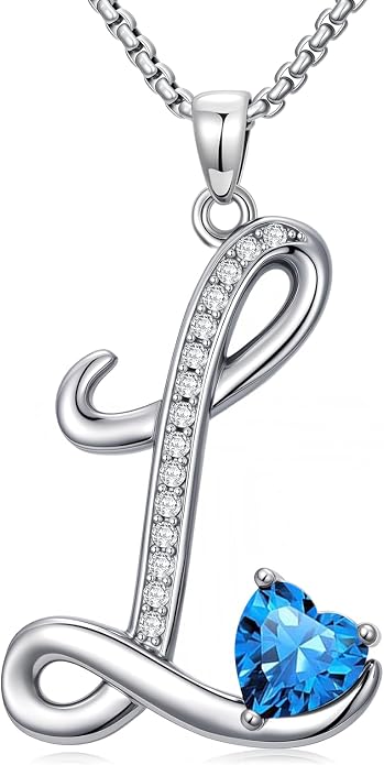 Birthday Gifts for Women Alphabet A to Z Initial Birthstone Pendant Necklaces for Women - 18k White Gold Plated Personalized Name Jewelry Anniversary Graduation Gifts for Wife Her Daughter Girlfriend(with Gift Box)
