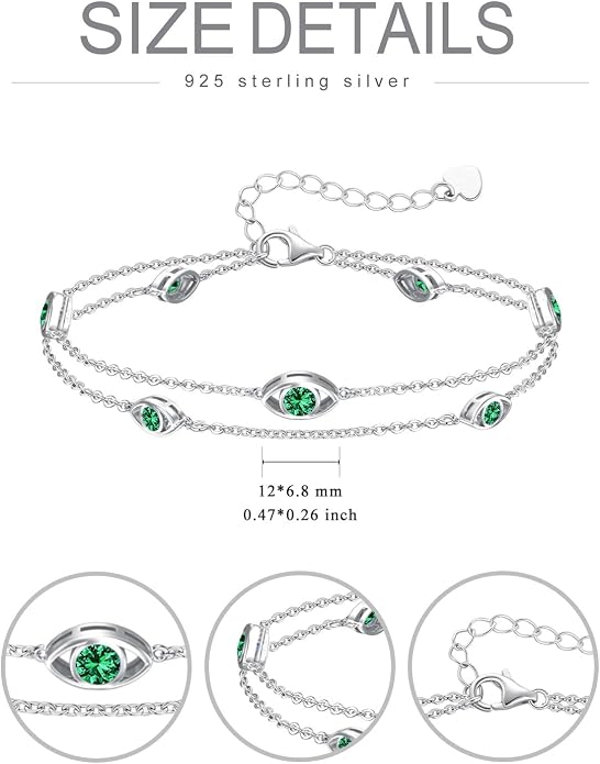 925 Sterling Silver Ankle Bracelet Evil Eye/Dolphin/Sea Turtle/Infinity/Wave Seashell/Hamsa Ankle Bracelet Adjustable Summer Beach Ocean Jewelry for Women