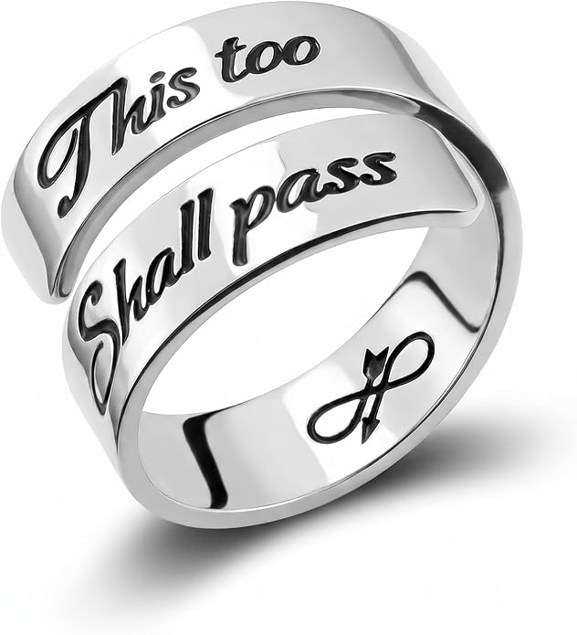 Inspirational Motivational Adjustable Ring Personalized Stainless Steel Spiral Wrap Twist Rings Encouragement Statement Graduation Jewelry Birthday Gifts for Women Teengirls.