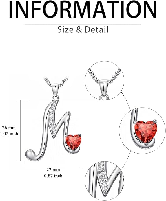 Birthday Gifts for Women Alphabet A to Z Initial Birthstone Pendant Necklaces for Women - 18k White Gold Plated Personalized Name Jewelry Anniversary Graduation Gifts for Wife Her Daughter Girlfriend(with Gift Box)