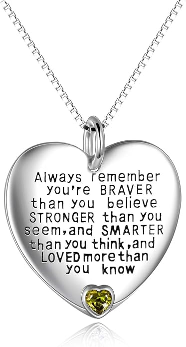 YFN Sterling Silver Always Remember You are Braver Than You Believe Jewelry Pendant Necklace Inspirational Gifts