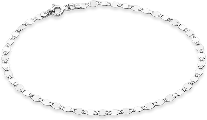 Miabella Italian 925 Sterling Silver or 18K Gold Plated 925 Sterling Silver Sparkle Mirror Link Chain Bracelet for Women, Made in Italy