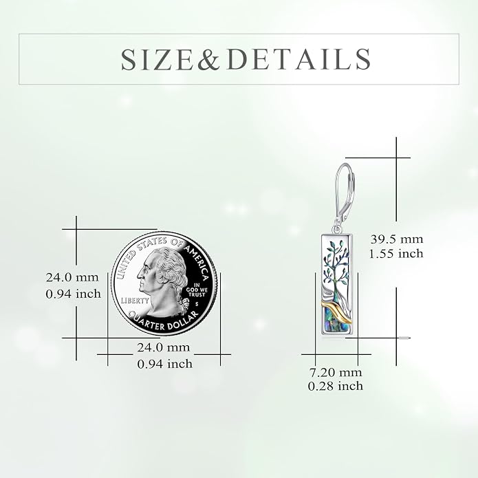 Mountain/Pine Tree/Tree of Life/Dragonfly Earrings for Women 925 Sterling Silver Abalone Tree of Life Dangle Drop Earrings Nature Jewelry Gifts for Mom Sister Daughter