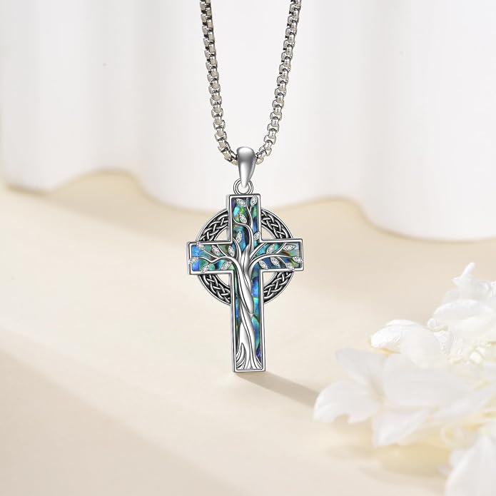 Cross Necklace 925 Sterling Silver Cross Faith Pendant Christian Jewelry Gifts for Women Men
