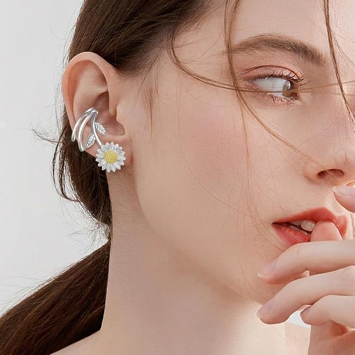 POPLYKE 925 Sterling Silver Ear Cuff Earrings for Women Climber Earrings No Piercing Jewelry Gift for Women