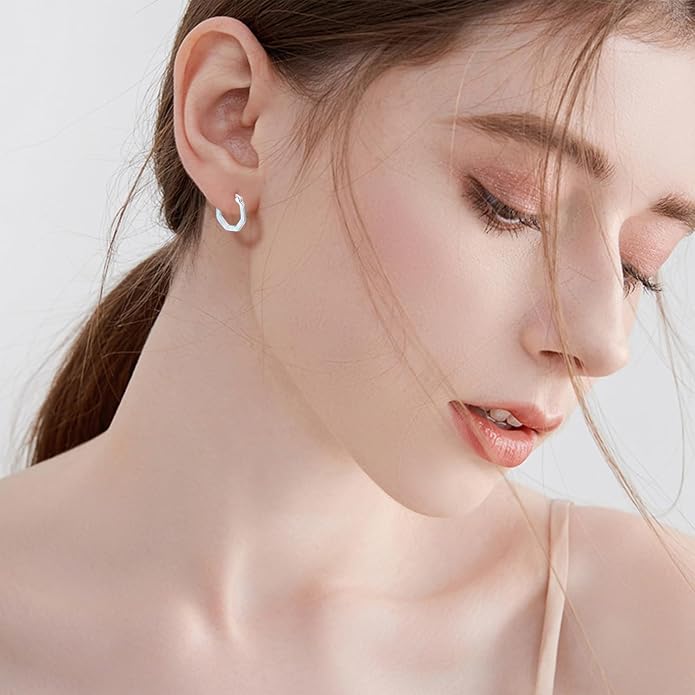 KiiKii Opal Hoop Earrings for Women 925 Sterling Silver 15mm Twisted Huggie Earrings Opal Jewelry Gifts for Birthday Anniversary Christmas