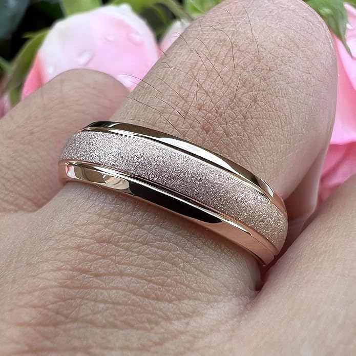 TUTISS 6mm 8mm Black/Gold/Rose Gold/White Tungsten Rings for Men Women Fashion Engagement Wedding Bands Sandblasted Finish I Love You Engraved Comfort Fit