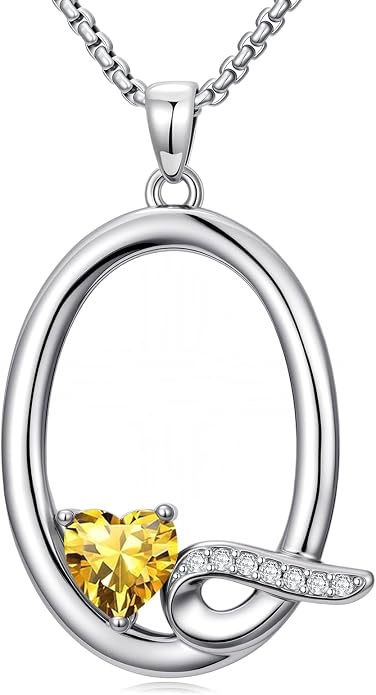 Birthday Gifts for Women Alphabet A to Z Initial Birthstone Pendant Necklaces for Women - 18k White Gold Plated Personalized Name Jewelry Anniversary Graduation Gifts for Wife Her Daughter Girlfriend(with Gift Box)