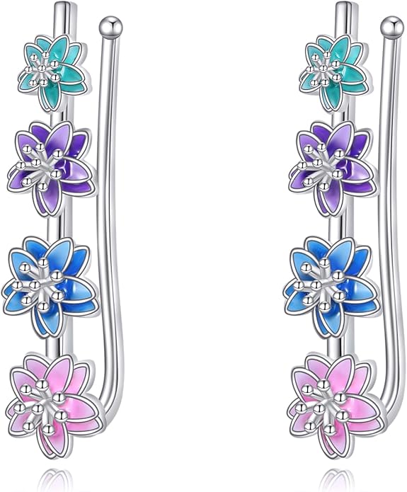 Ear Climbers Earrings for Women Sterling Silver Vintage Ear Crawler Earrings Jewelry Gifts for Women