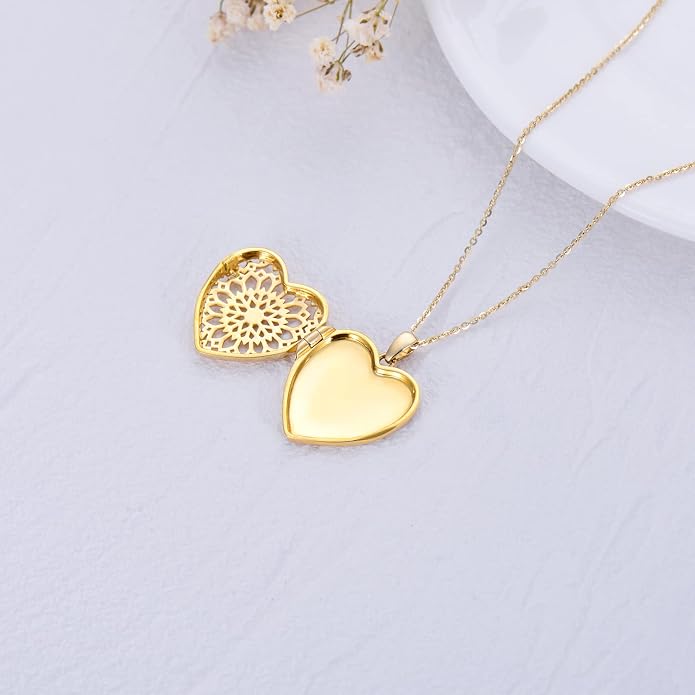 SOULMEET Personalized Silver Locket Necklace That Holds Pictures Photo Keep Someone Near to You, Memorial Custom Lockets Necklaces Letters Engraving for His Her