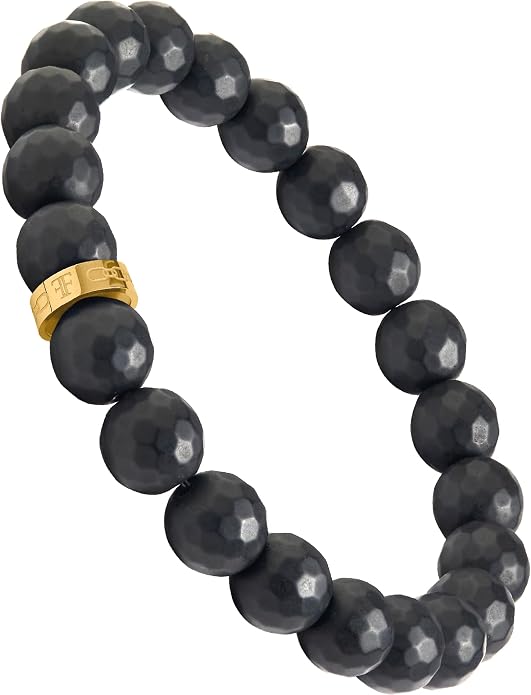 Forge & Foundry Faceted Matte Black Onyx Stone Beaded Bracelet | Custom Signature Stainless Steel Bead | ‘Pindar’ | 8mm and 10mm Bead Desgins | Refined Hand-Crafted Jewelry