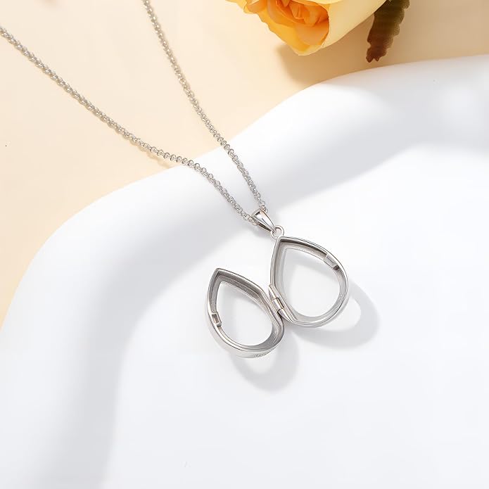 PELOVNY Locket Necklace That Holds Pictures 925 Sterling Silver Photo Locket Pendant Birthday Christmas Memorial Jewelry Gifts for Women Men
