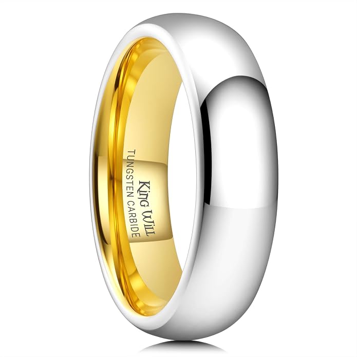 King Will Tungsten Carbide Wedding Band for Men Women Promise Rings for Couples Domed High Polish