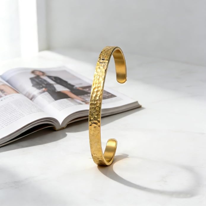 Inspirational Bible Verse Cuff Bracelet for Women, 18K Gold Plated Hammered Bangle, Christian Faith Jewelry Gift, Adjustable Non Tarnish
