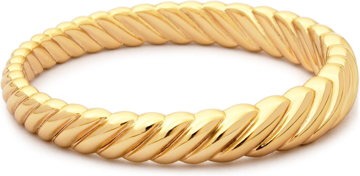 STORYJEWELLERY Gold Plated Rings for Women, Thumb Rings for Women, Chunky Ring, Gold Plated Wedding Bands, Twist Ring