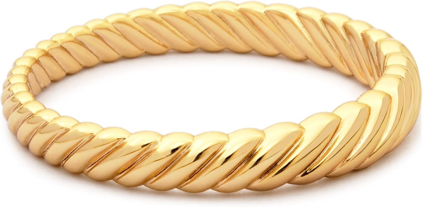 STORYJEWELLERY Gold Plated Rings for Women, Thumb Rings for Women, Chunky Ring, Gold Plated Wedding Bands, Twist Ring