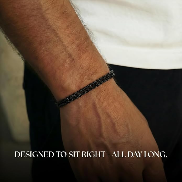 Galis Mens Bracelet - Stainless Steel, Non Tarnish Rope Chain Bracelets, Stylish Fathers Day Gift for Dad, Husband, Boyfriend.
