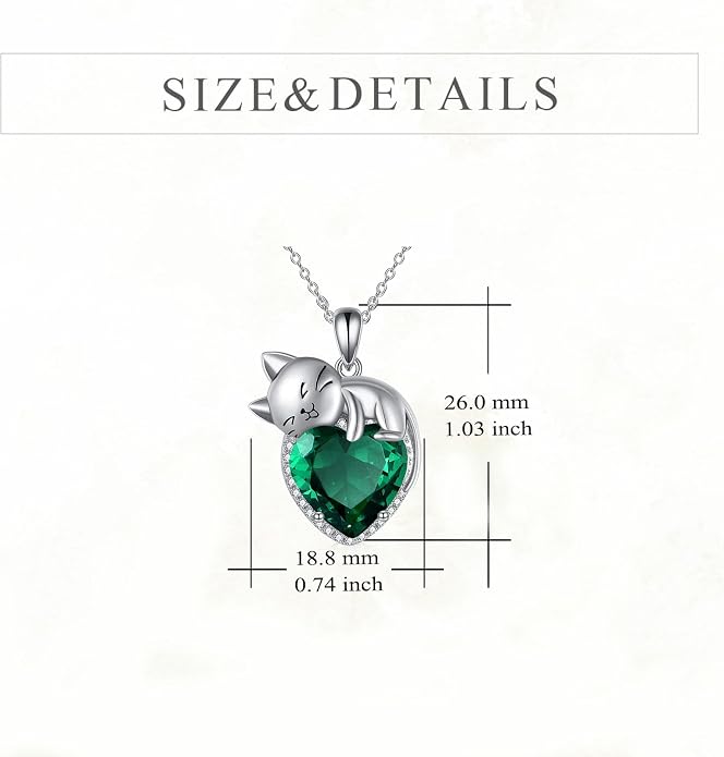 Cat Necklace Sterling Silver Cat Zircon Pendant Gothic Jewelry for Women Animal Lovers Gifts