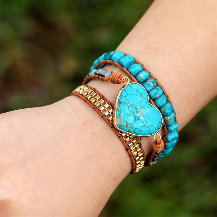 YGLINE Natural Stone Bracelet 3 Wraps Bracelet Handmade Boho Bracelet for Women Bracelet
