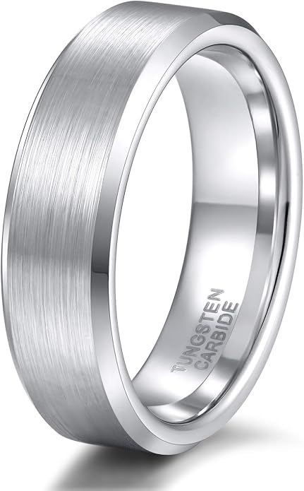 TRUMIUM 4mm 6mm 8mm Tungsten Wedding Band Ring for Men Women Silver Plated Matte Finished Engagement Rings Comfort Fit 4-15