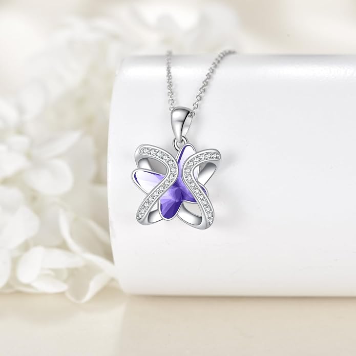 Crystal Necklace 925 Sterling Silver Crystal Pendant Necklace for Women Gift for Women
